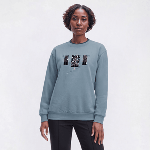 Womens Top Stitch By Morning Sun Fall Blues Fleece Sweatshirt
