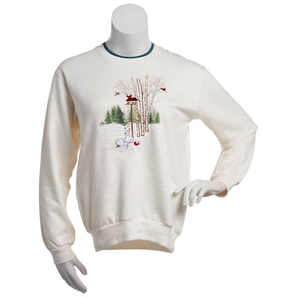 Plus Size Top Stitch By Morning Sun Birch Tree Fleece Sweatshirt