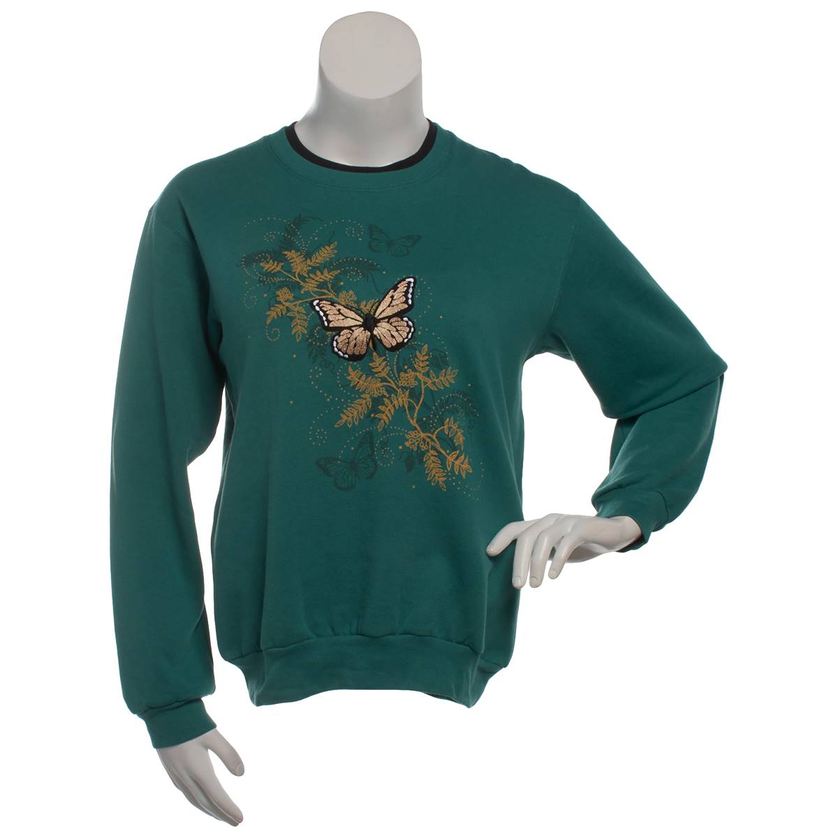 Plus Size Top Stitch By Morning Golden Butterflies Sweatshirt