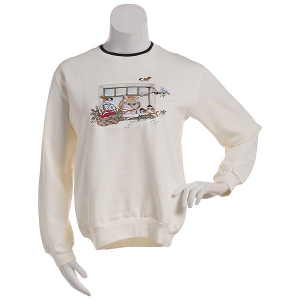 Womens Top Stitch by Morning Sun Kitty Fleece Sweatshirt