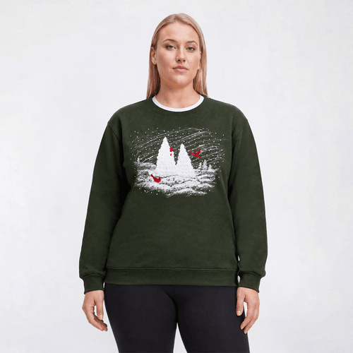 Plus Size Top Stitch by Morning Sun Cardinals Fleece Sweatshirt