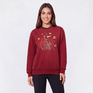 Womens Top Stitch By Morning Sun Birds Fleece Sweatshirt