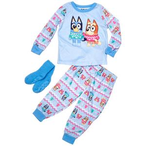 Girls Bluey 2pc. Fair Isle Velour Pajama Set