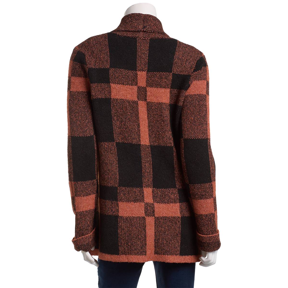 Petite Preswick & Moore(R) Long Sleeve Plaid Open Cardigan - Auburn