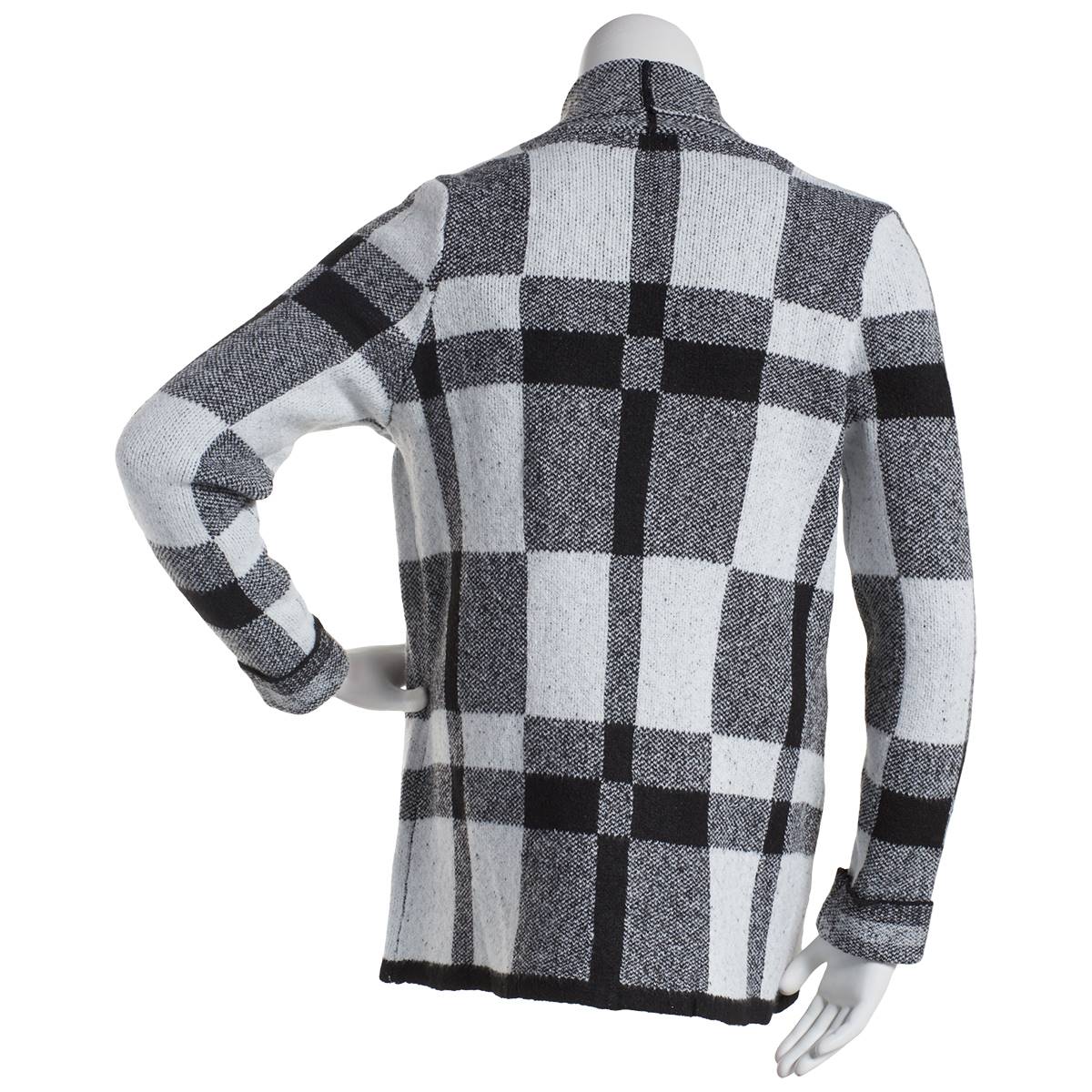 Petite Preswick & Moore Long Sleeve 2-Tone Plaid Cardigan