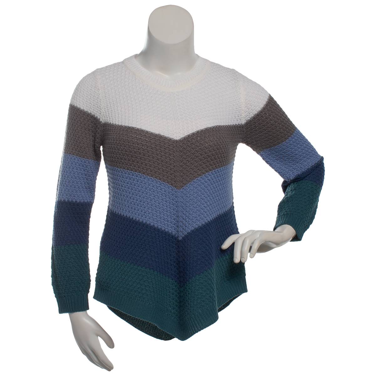 Womens Preswick &Moore(R) Long Sleeve Color Block Hanky Hem Sweater