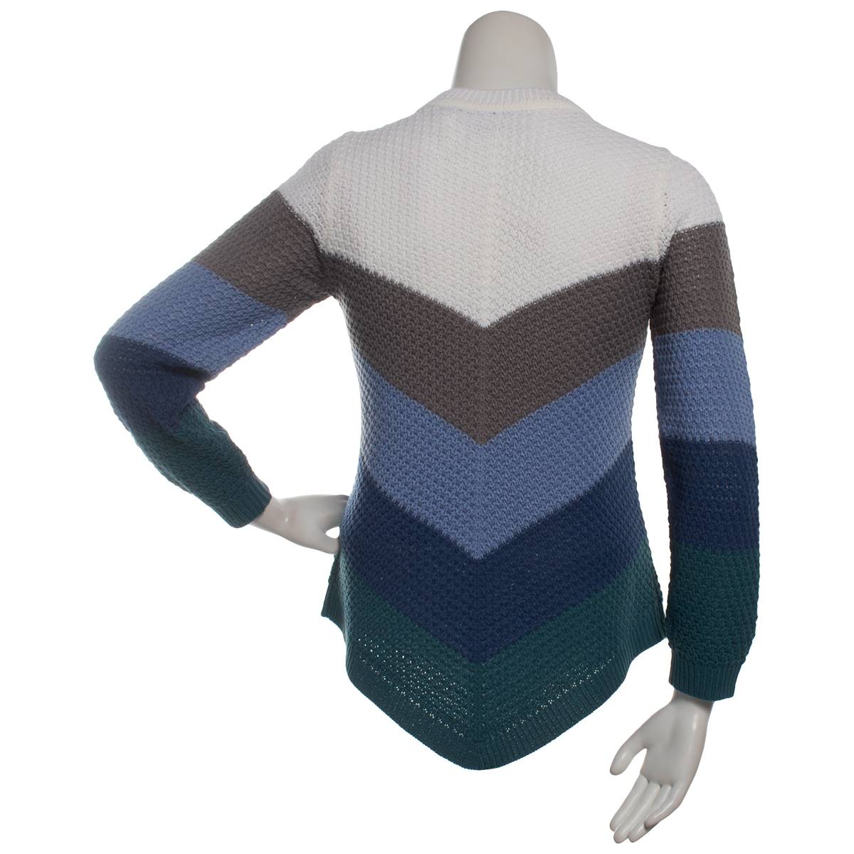 Womens Preswick &Moore(R) Long Sleeve Color Block Hanky Hem Sweater