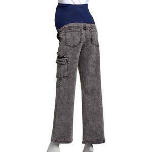 Womens Zoe + Phoebe Over The Belly Maternity Cargo Jeans - Black alternate view