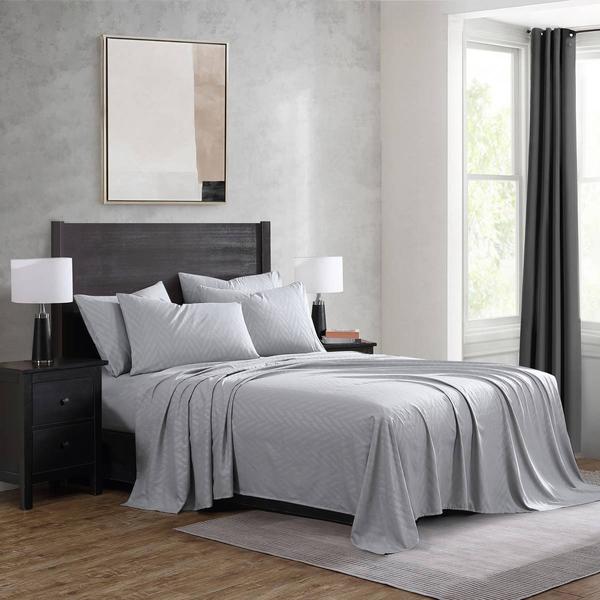 Perry Ellis 6pc. Herringbone Embossed Stripe Sheet Set alternate view