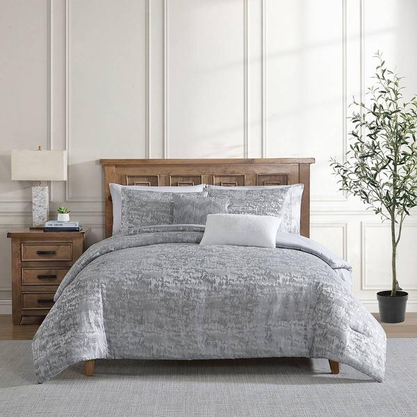 Tahari Home Lauren 5pc. Light Grey Jacquard Comforter Set