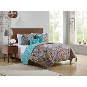 VCNY Home Yara Aqua Medallion Reversible 5pc. King Quilt Set