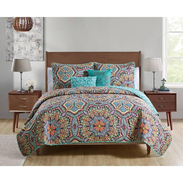 VCNY Home Yara Aqua Medallion Reversible 5pc. King Quilt Set alternate view