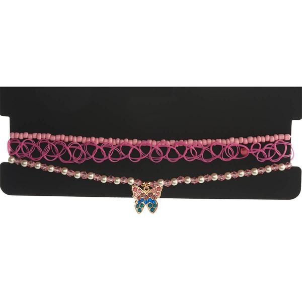 Kids Lil' Ashley 3pc. Butterfly Charm & Beaded Choker Set