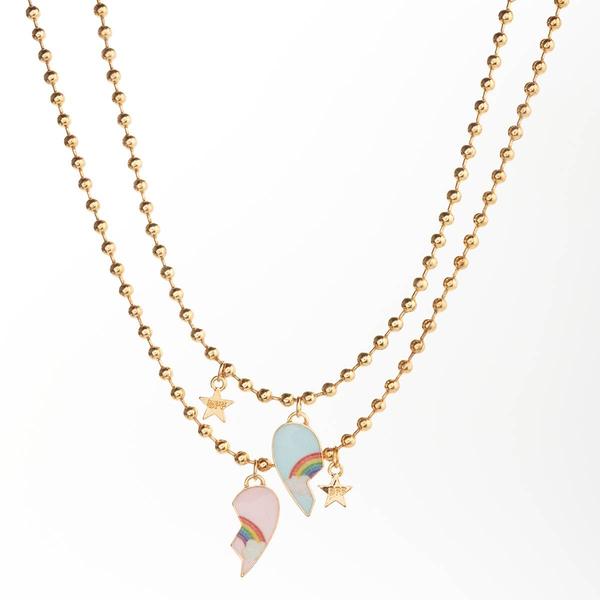 Kids Lil' Ashley 2pc. Rainbow Half-Heart Pendant Necklace Set