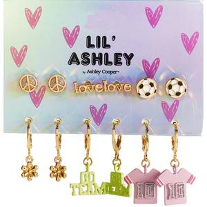 Kids Lil' Ashley Peace/Love/Soccer/Flowers/Jerseys Earrings Set