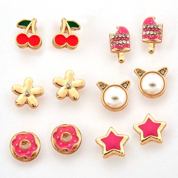 Kids Lil' Ashley 6pr. Sweets & Treats Multi Stud Earrings Set
