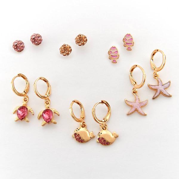 Kids Lil' Ashley 6pr. Under the Sea Creature Earrings Set