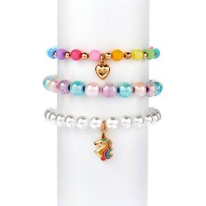 Kids Lil' Ashley 3pc. Beaded Bracelets w/ Heart & Unicorn Accents
