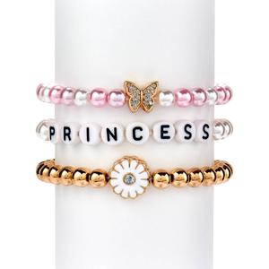 Kids Lil' Ashley 3pc. Pink & White Beaded Bracelets with Accents
