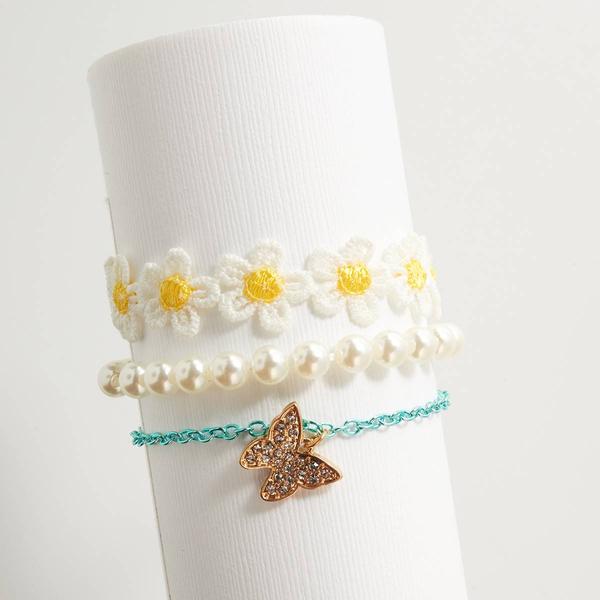 Kids Lil' Ashley 3pc. Girly Chic Flower Stretch Bracelet Set