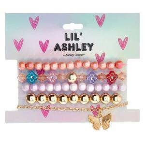 Kids Lil' Ashley 5pc. Hearts Beads Butterfly Charm Bracelets Set