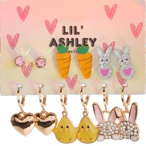 Kids Lil' Ashley 6pr. Gold-Tone Festive Stud & Hoop Earrings Set