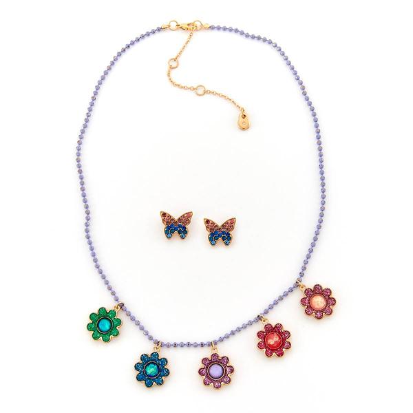 Kids Lil' Ashley Flower Power Charm Necklace & Earrings Set