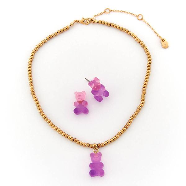 Kids Lil' Ashley Gummy Bear Pendant & Stud Earrings Set