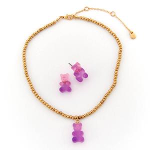 Kids Lil' Ashley Gummy Bear Pendant & Stud Earrings Set