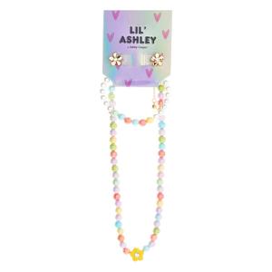 Kids Lil'Ashley Rhinestone-Center Flower Pastel Jewelry Set