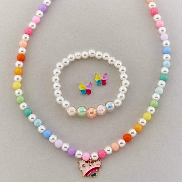 Kids Lil' Ashley Beaded Necklace/Bracelet/Butterfly Earrings Set