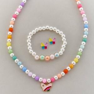 Kids Lil' Ashley Beaded Necklace/Bracelet/Butterfly Earrings Set