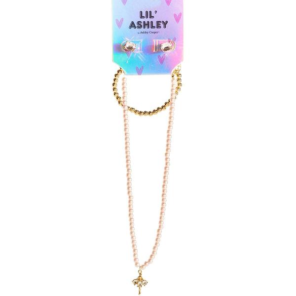 Kids Lil' Ashley Gold-Tone & Pink Ballerina Jewelry Set