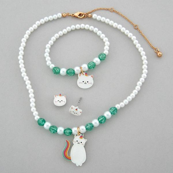 Kids Lil' Ashley Cat Pendant Necklace/Bracelet/Stud Earrings