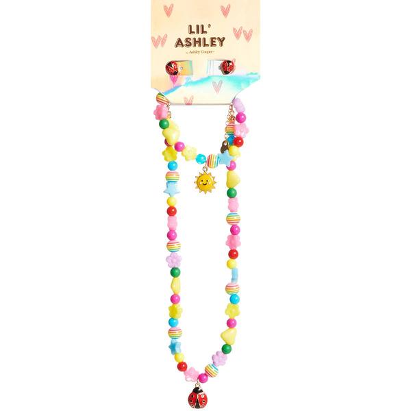 Kids Lil' Ashley Flower/Heart Bead Charm Necklace & Earrings Set