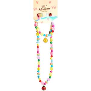 Kids Lil' Ashley Flower/Heart Bead Charm Necklace & Earrings Set