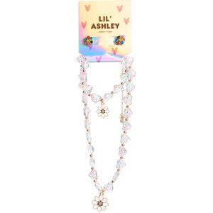 Kids Lil' Ashley Heart Bead//Flower Charm Necklace & Earrings Set