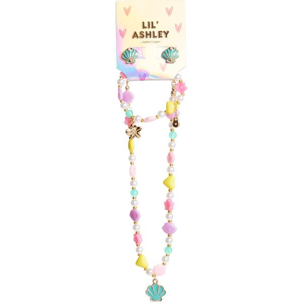 Kids Lil' Ashley Beaded Shell Necklace & Earrings Set
