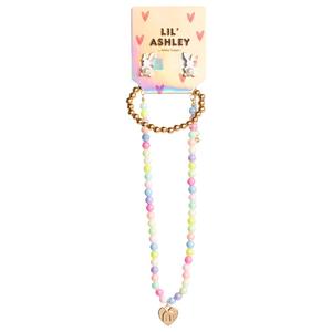 Kids Lil' Ashley Beaded Layered Necklace & Bunny Stud Earrings
