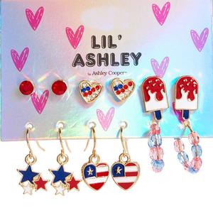 Kids Lil' Ashley Gold-Tone Patriotic Earrings Set