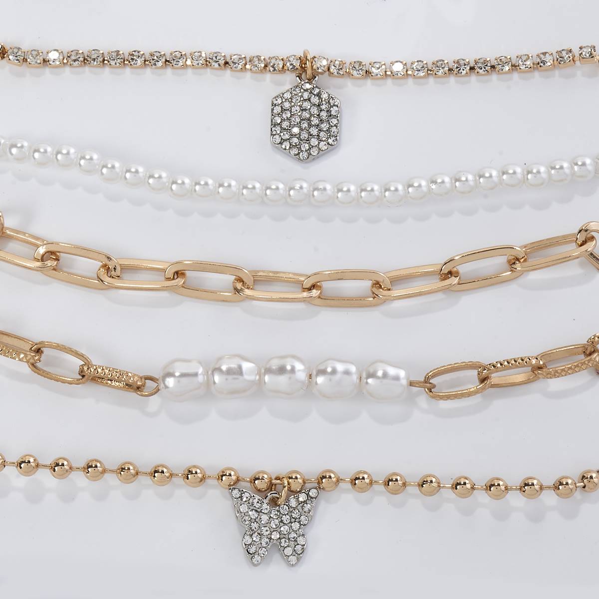 Ashley 5pk. Gold-Tone And Pearl Bracelets