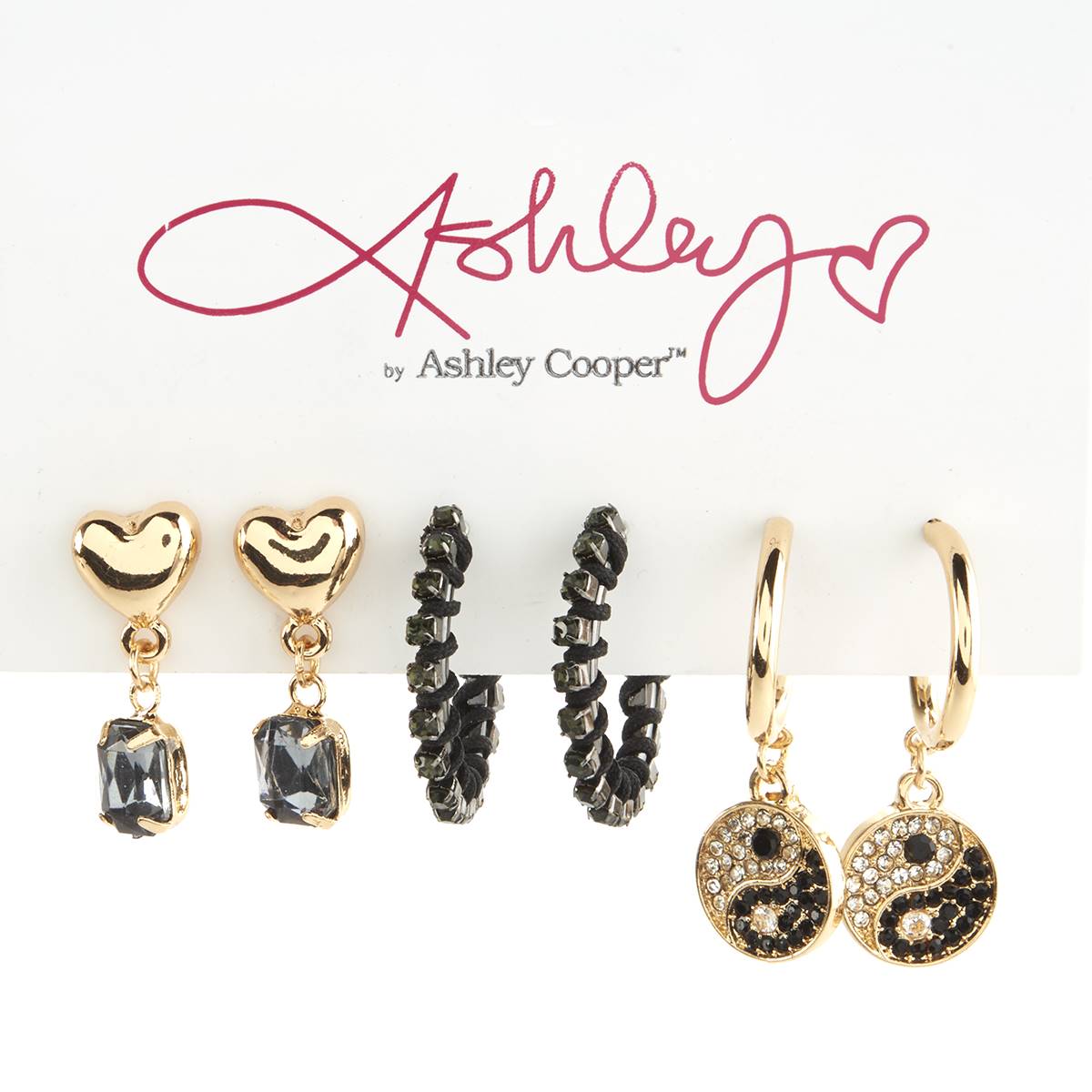 Ashley 3pc. Heart Stone Earrings