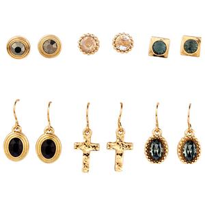 Ashley 6pr. Crystal & Diamond Accent Cross Drop Earrings