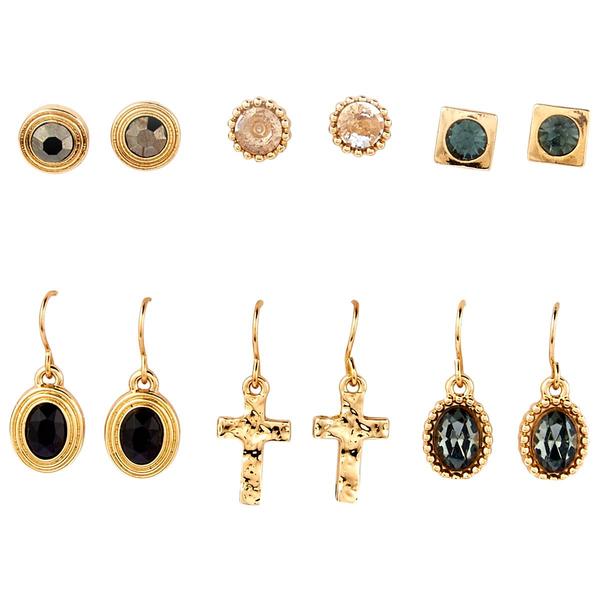Ashley 6pr. Crystal & Diamond Accent Cross Drop Earrings
