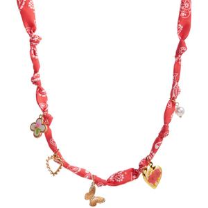 Ashley Butterfly/Heart/Floral Charm Scarf Necklace