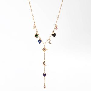 Ashley Gold-Tone Celestial Motif Y-Necklace