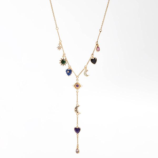 Ashley Gold-Tone Celestial Motif Y-Necklace
