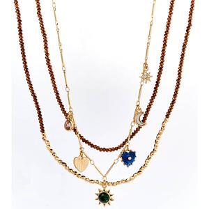 Ashley Layered Gold Necklace with Celestial Charms