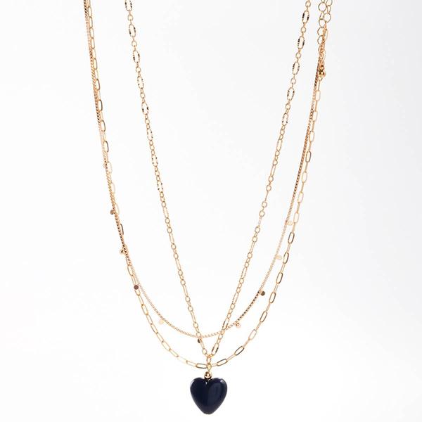 Ashley Gold-Tone Layered Heart Shape Pendant Necklace