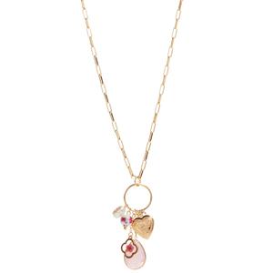 Ashley Paperclip Link Chain Necklace w/ Charm Cluster Pendant